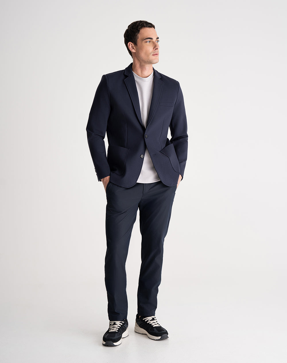Blazer regular tejido de punto en algodón azul hombre