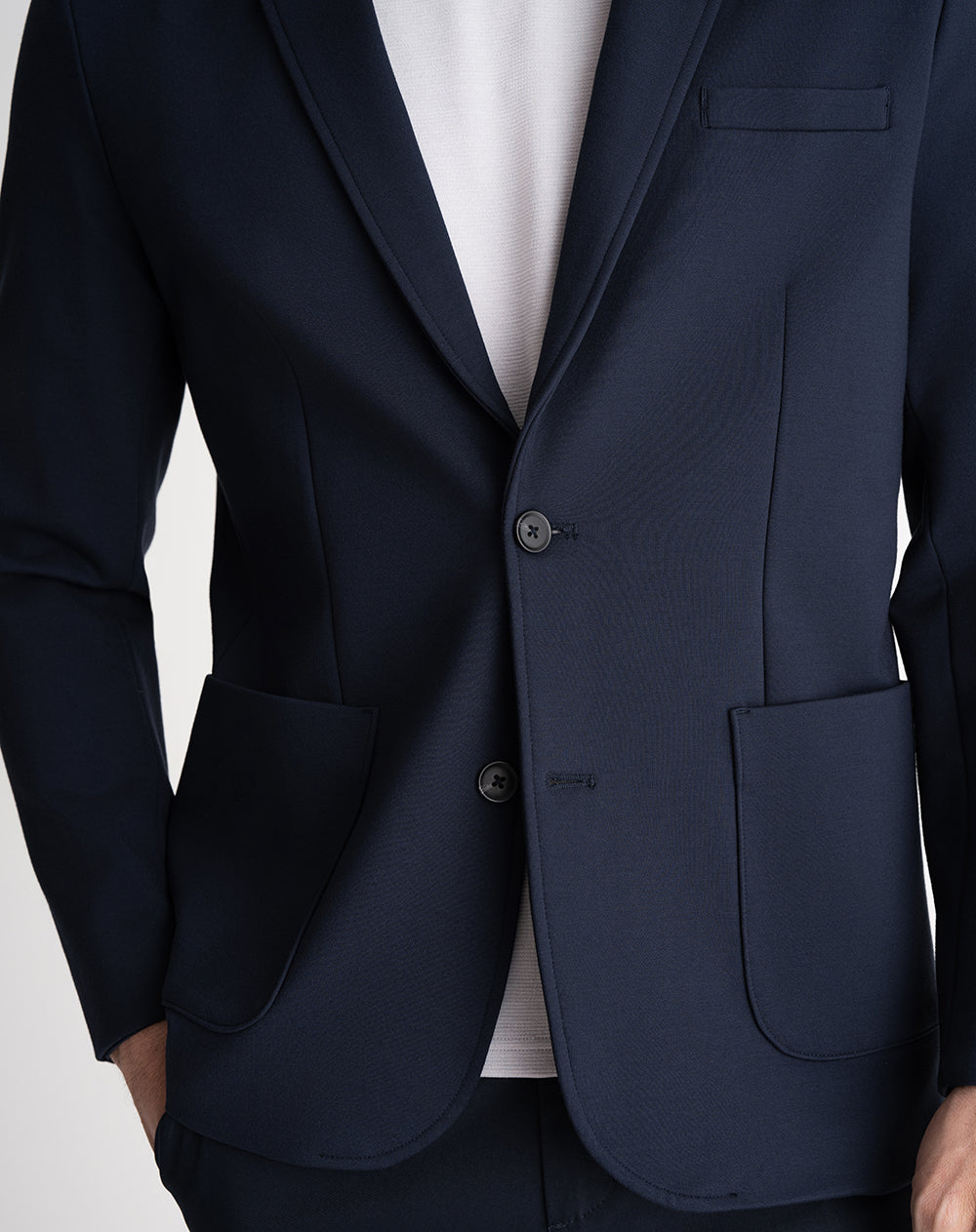 Blazer regular tejido de punto en algodón azul hombre