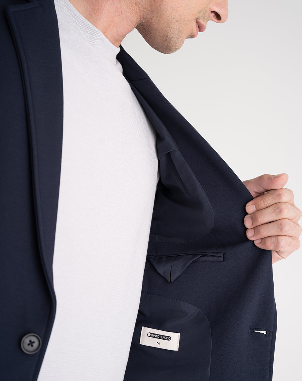 Blazer regular tejido de punto en algodón azul hombre