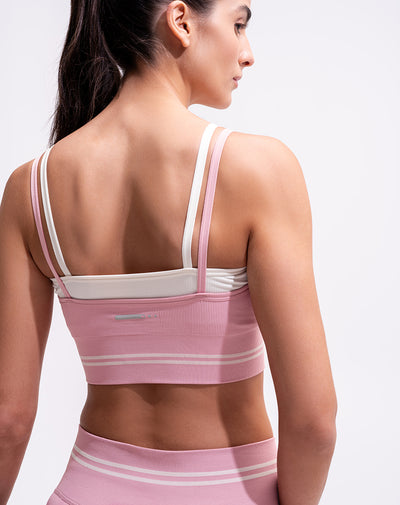 Top deportivo soporte medio seamless rosado