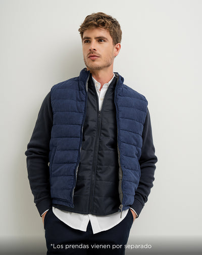 Chaleco acolchado regular azul hombre