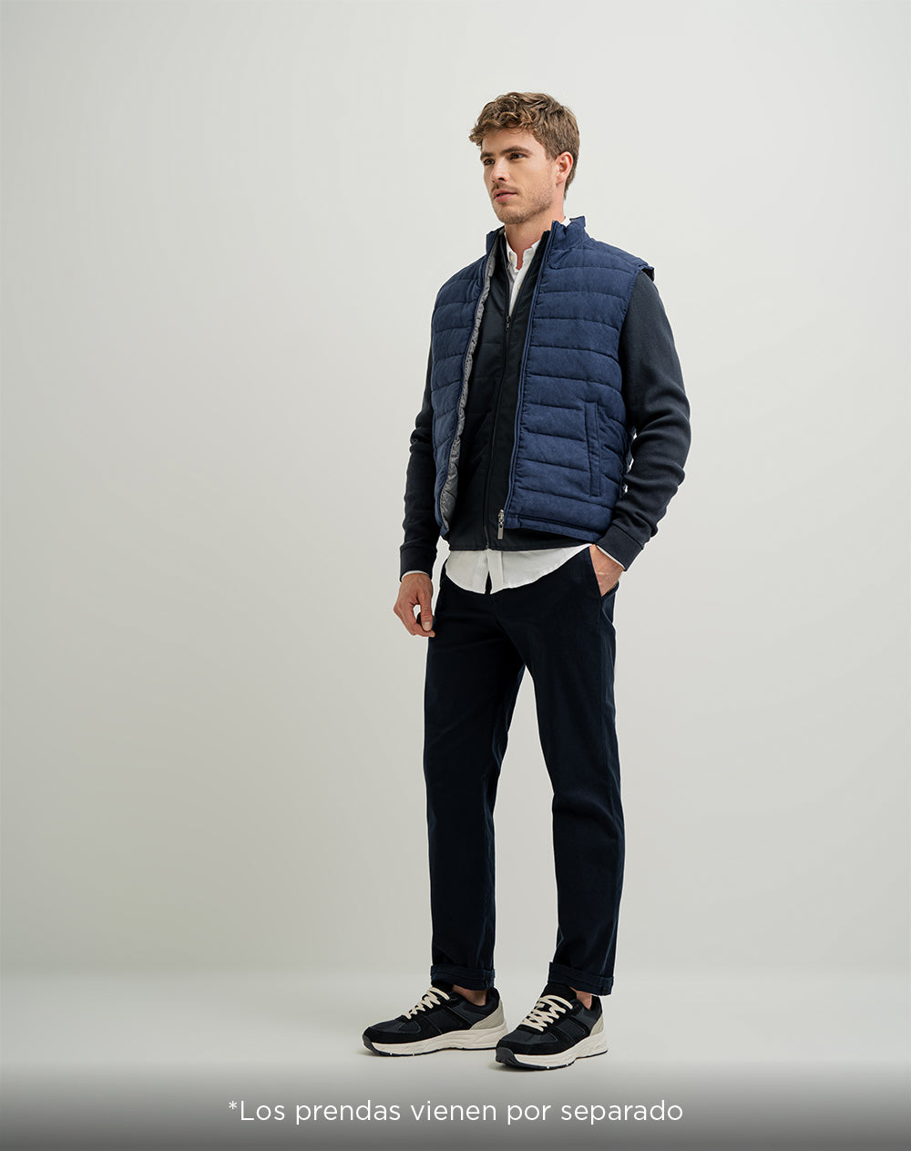 Chaleco acolchado regular azul hombre