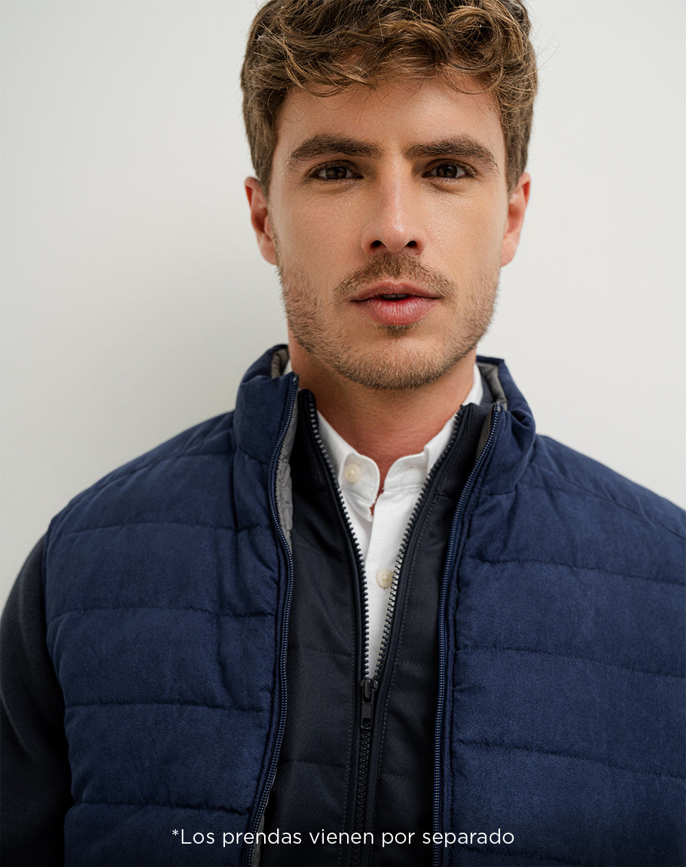 Chaleco acolchado regular azul hombre