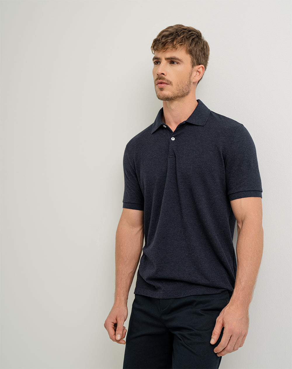 Polo regular algodón sostenible azul hombre