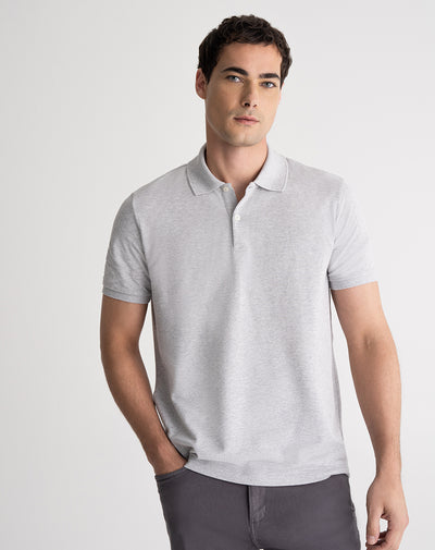 Polo regular algodón gris hombre