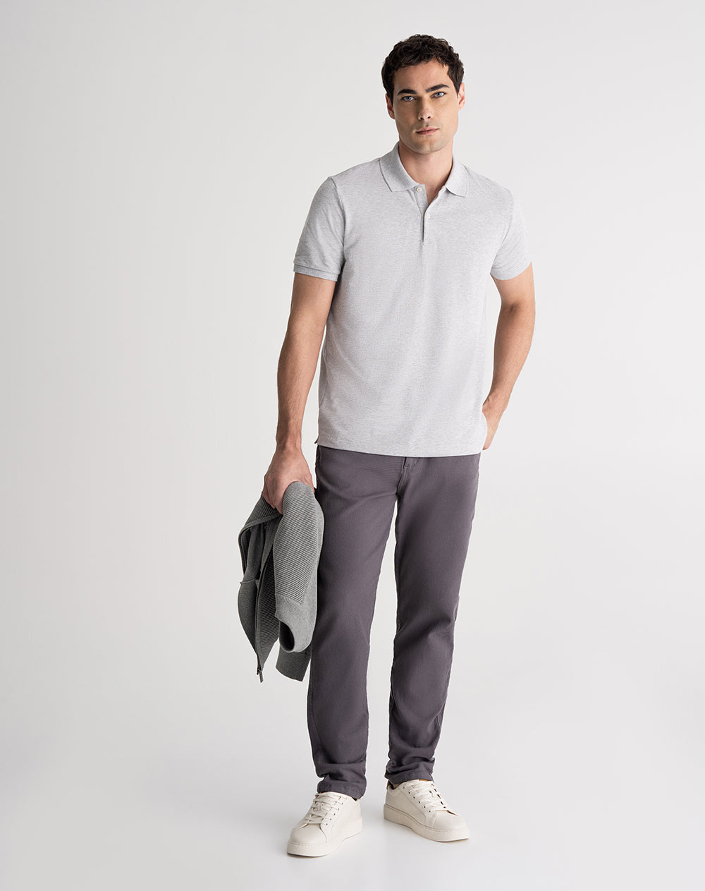 Polo regular algodón gris hombre