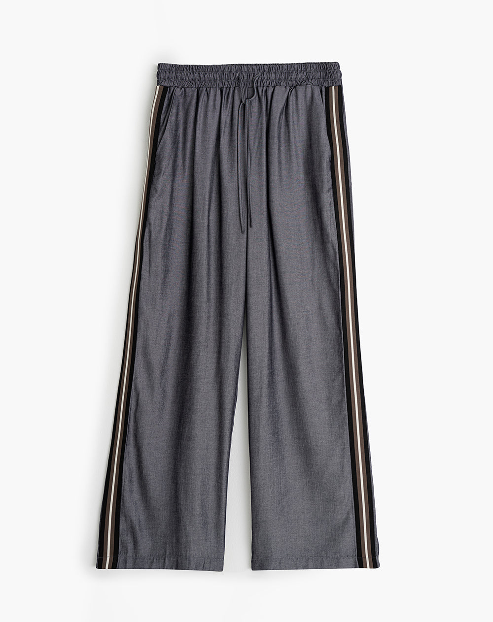 Pantalón holgado tiro alto gris mujer