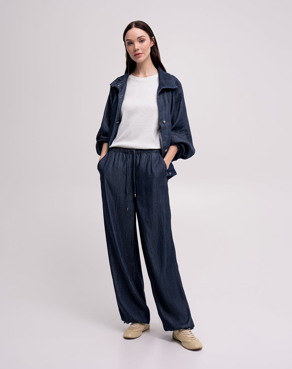 Pantalón oversized fit tiro medio azul indigo