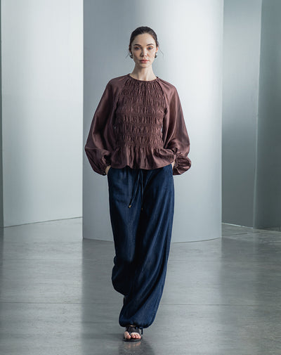 Pantalón oversized fit tiro medio azul indigo
