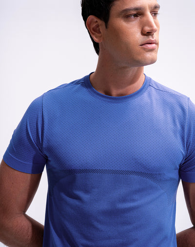 Camiseta deportiva antibacterial azul hombre