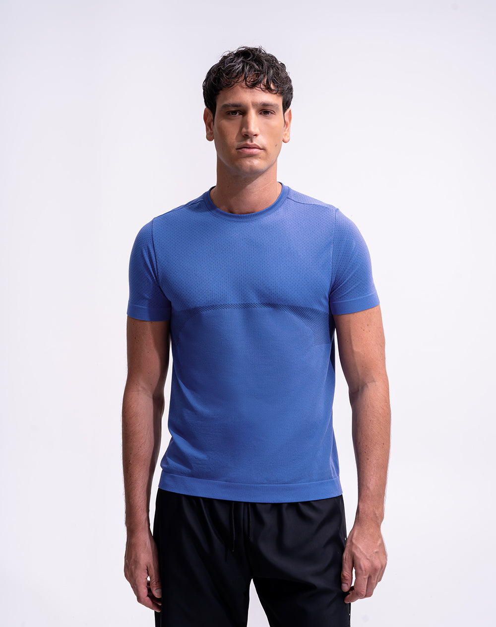 Camiseta deportiva antibacterial azul hombre