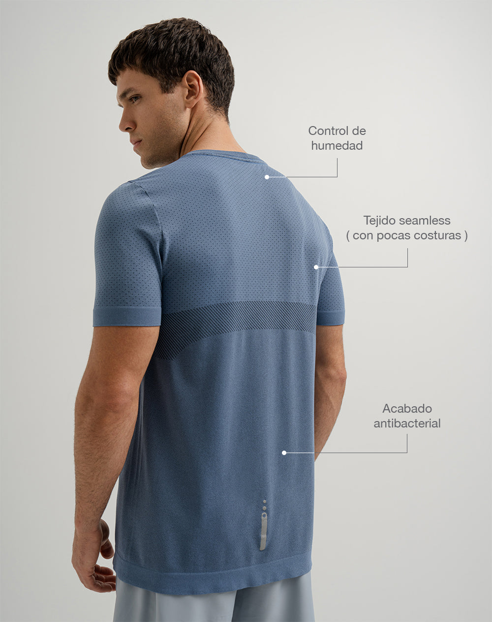 Camiseta deportiva antibacterial azul hombre