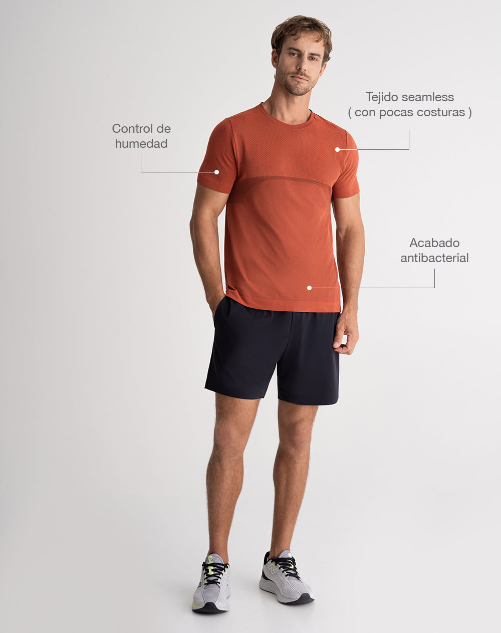 Camiseta deportiva antibacterial naranja hombre