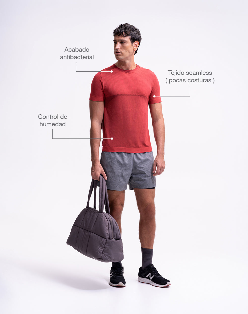 Camiseta deportiva antibacterial roja hombre