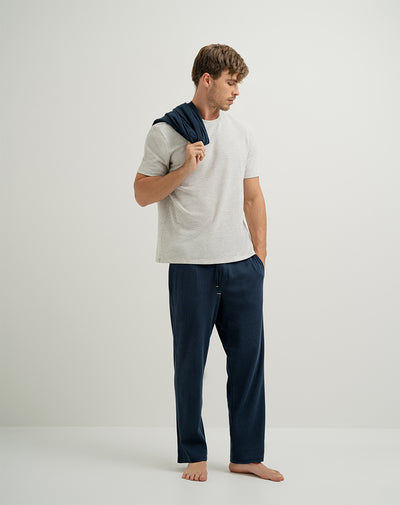 Pantalón algodón sostenible semi ajustado azul oscuro para hombre
