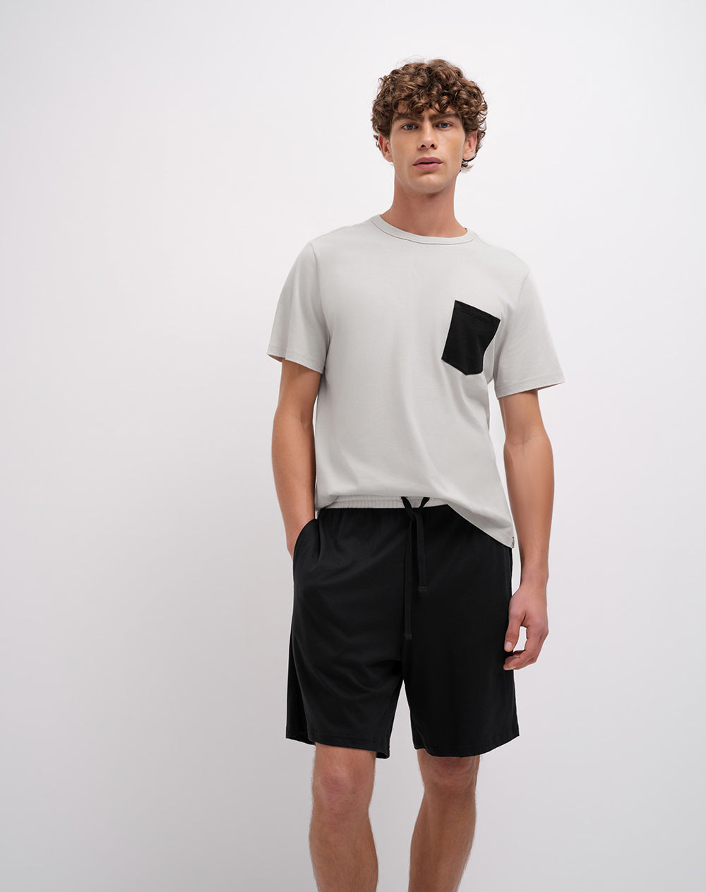 Camiseta + bermuda de pijama algodón surtida hombre