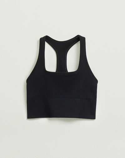 Top deportivo soporte alto seamless sin costura negro