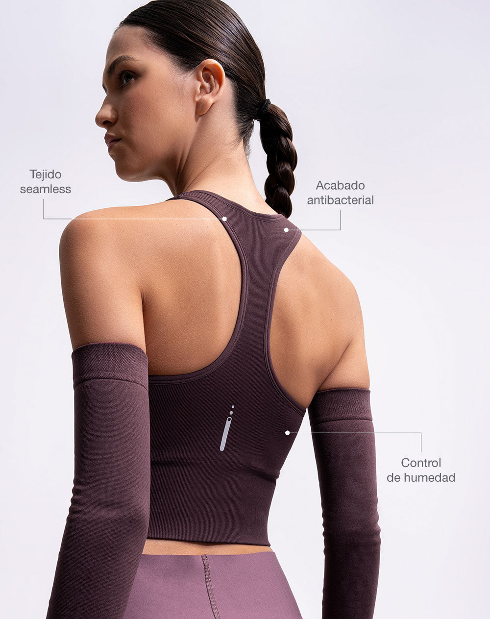 Crop top deportivo vinotinto mujer