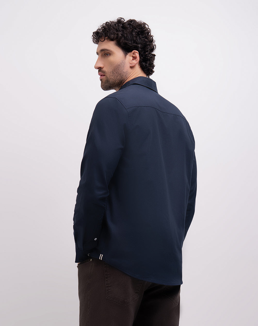 Camisa regular fit manga larga azul