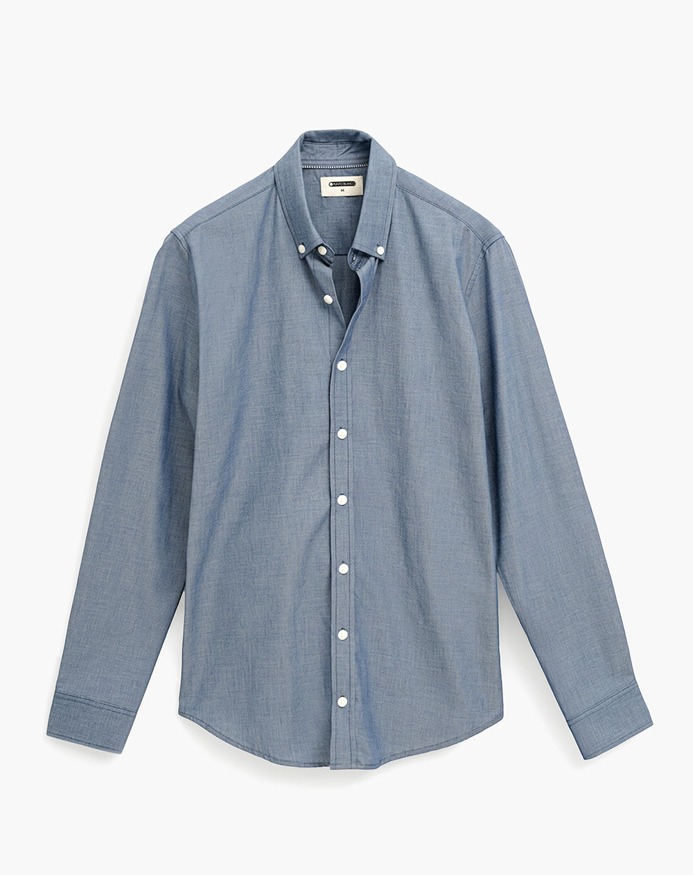 Camisa manga larga slim algodón azul hombre