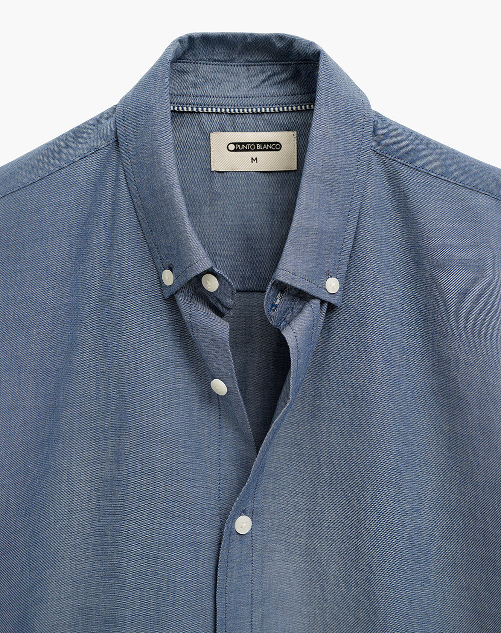 Camisa manga larga slim algodón azul hombre