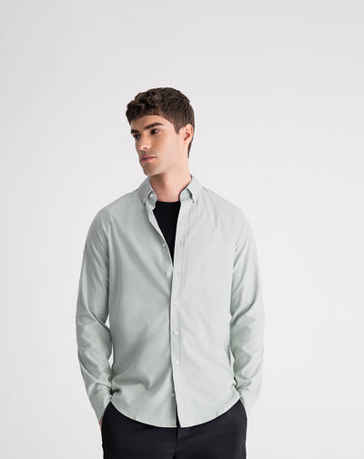 Camisa regular fit manga larga gris claro