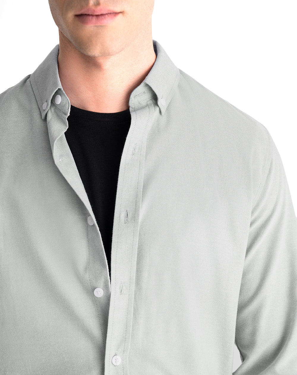 Camisa regular fit manga larga gris claro