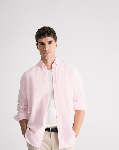 Camisa regular fit manga larga rosada