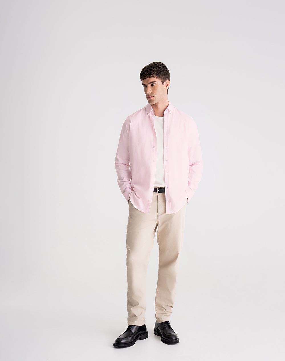 Camisa regular fit manga larga rosada