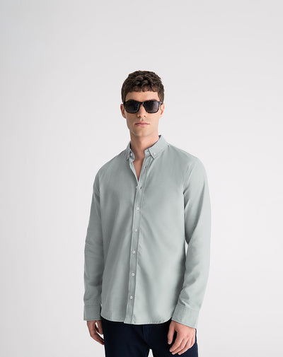 Camisa regular fit manga larga verde