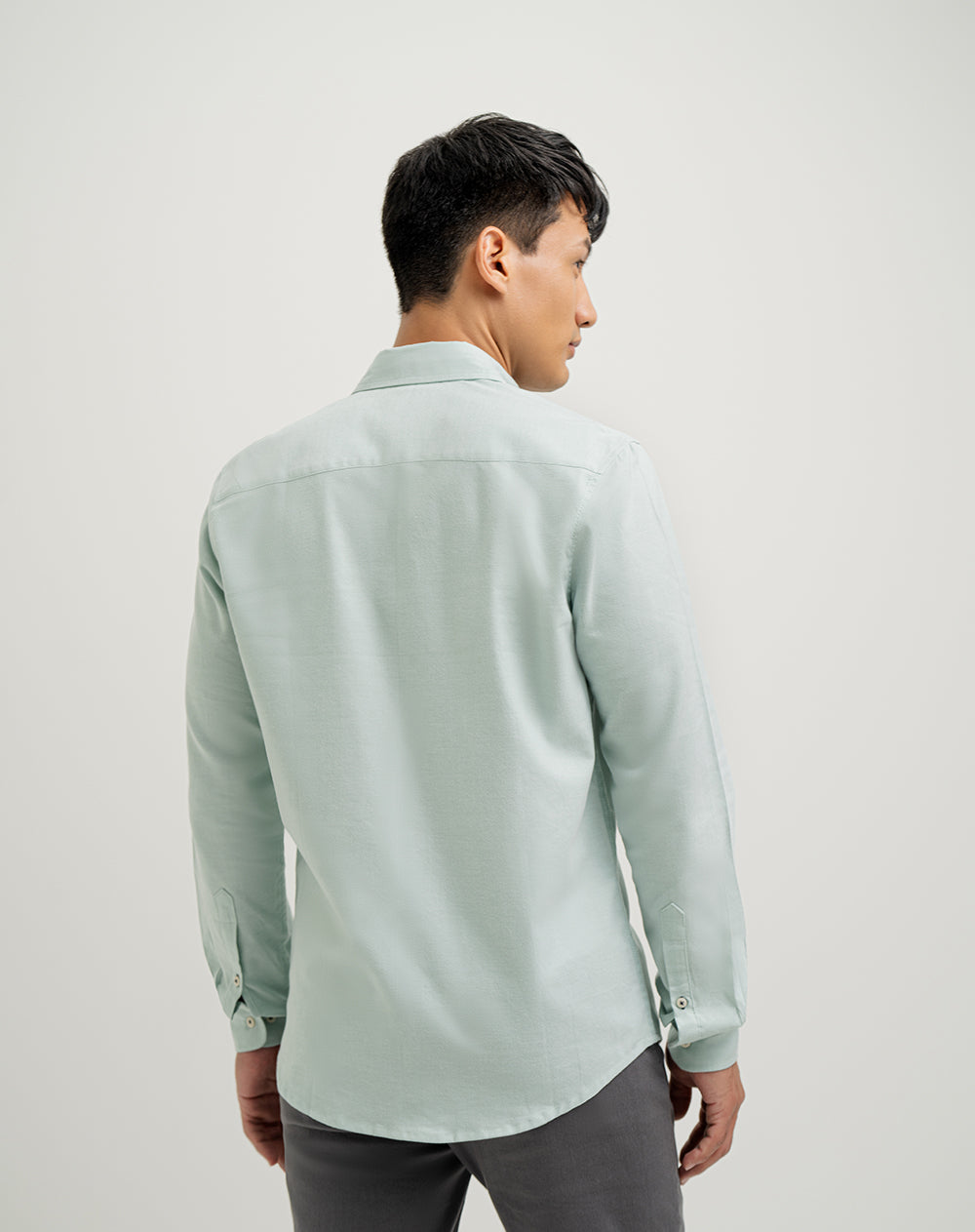 Camisa manga larga regular verde hombre