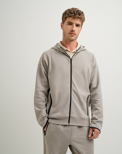 Chaqueta algodón sostenible con capucha cáfe para hombre