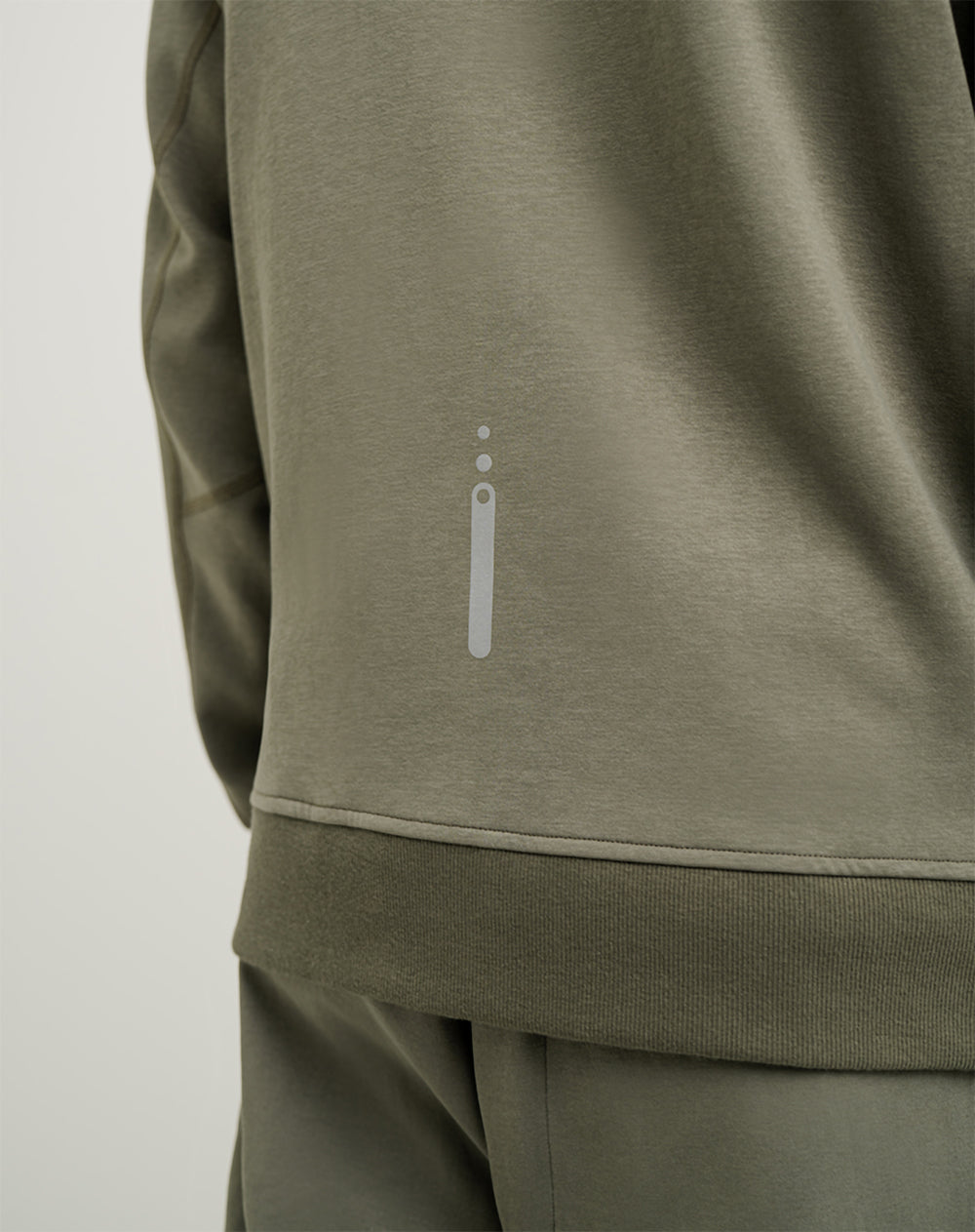 Buzo algodón sostenible con capucha verde militar para hombre