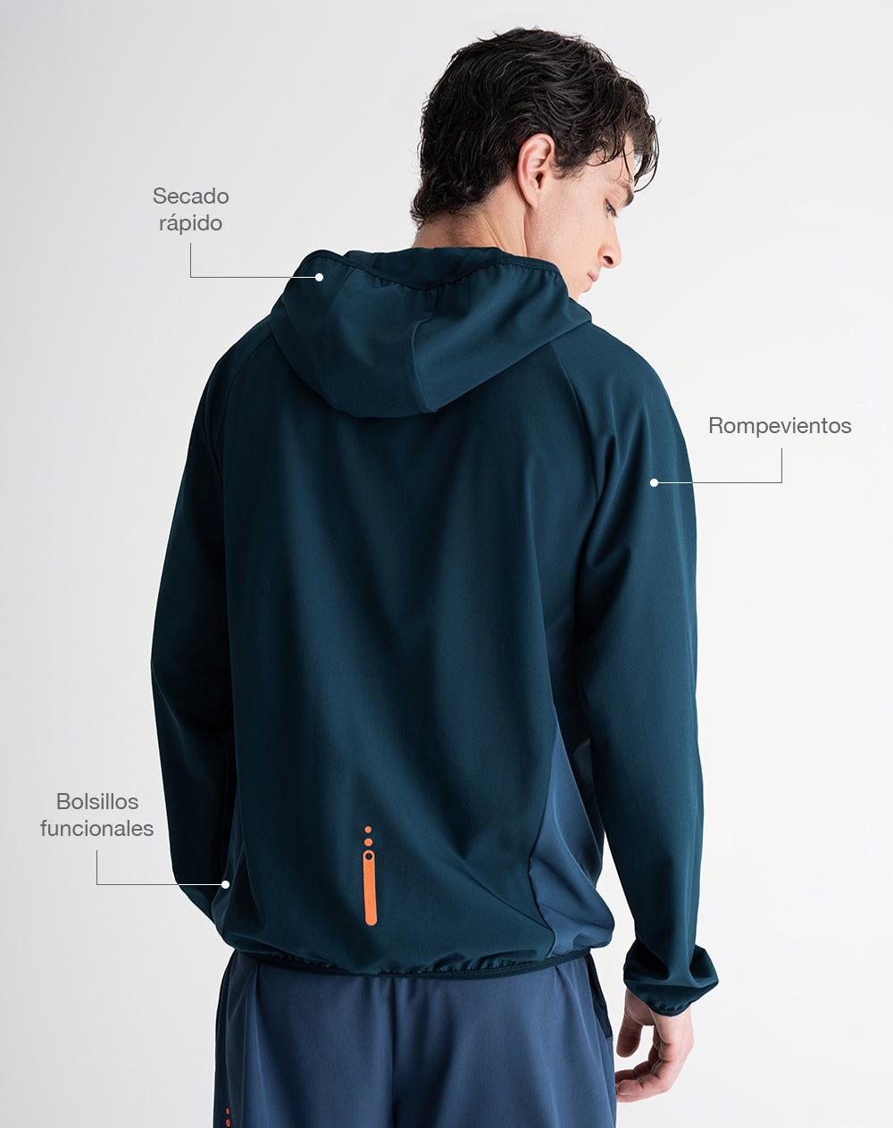 Chaqueta rompevientos azul hombre