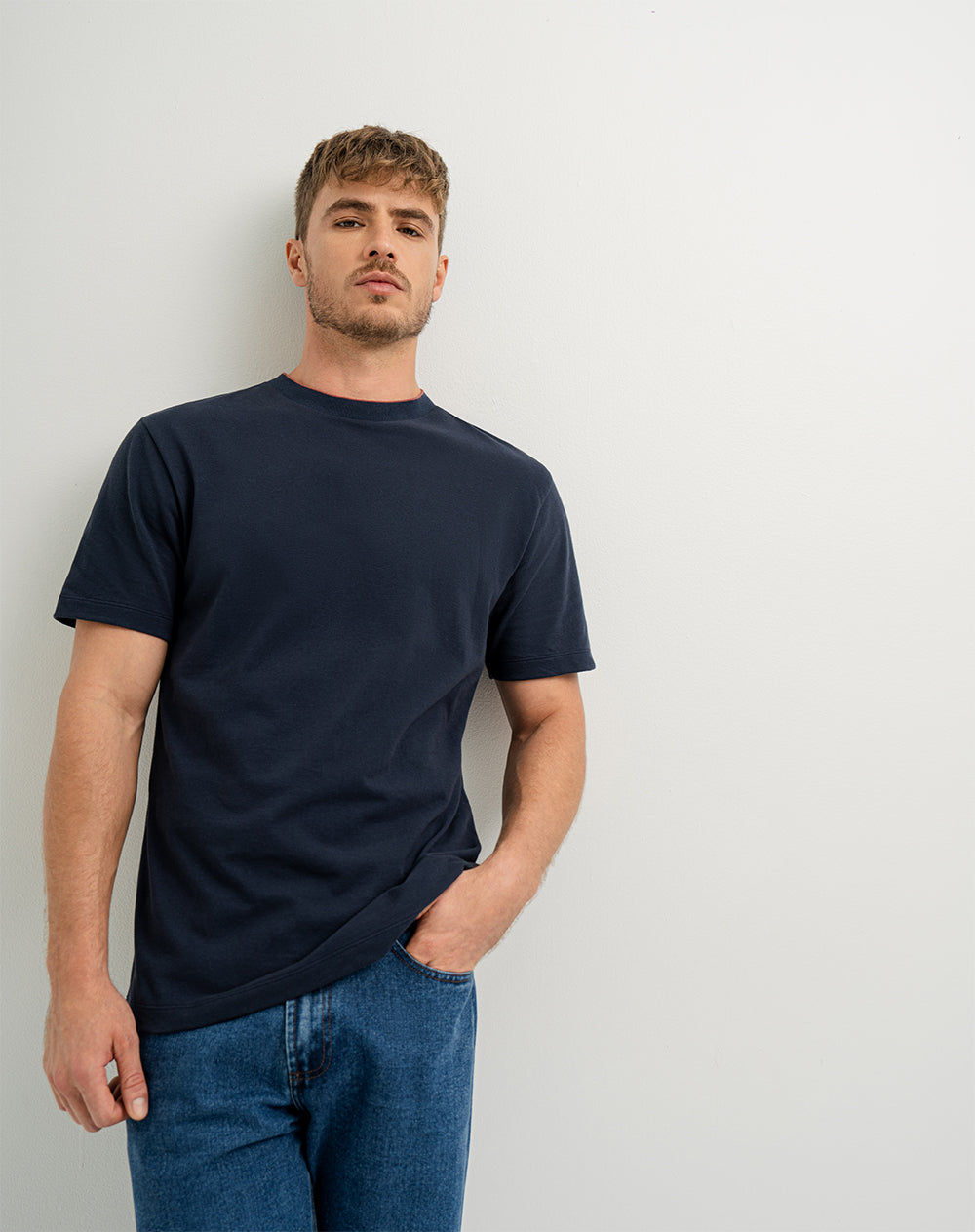 Camiseta regular fit manga corta azul