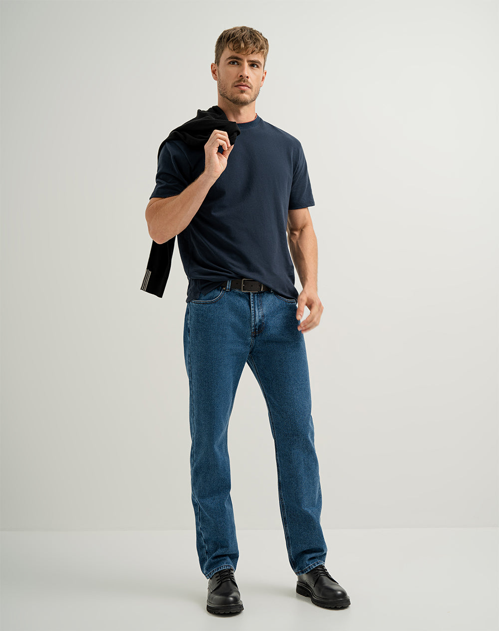 Camiseta regular algodón sostenible azul hombre