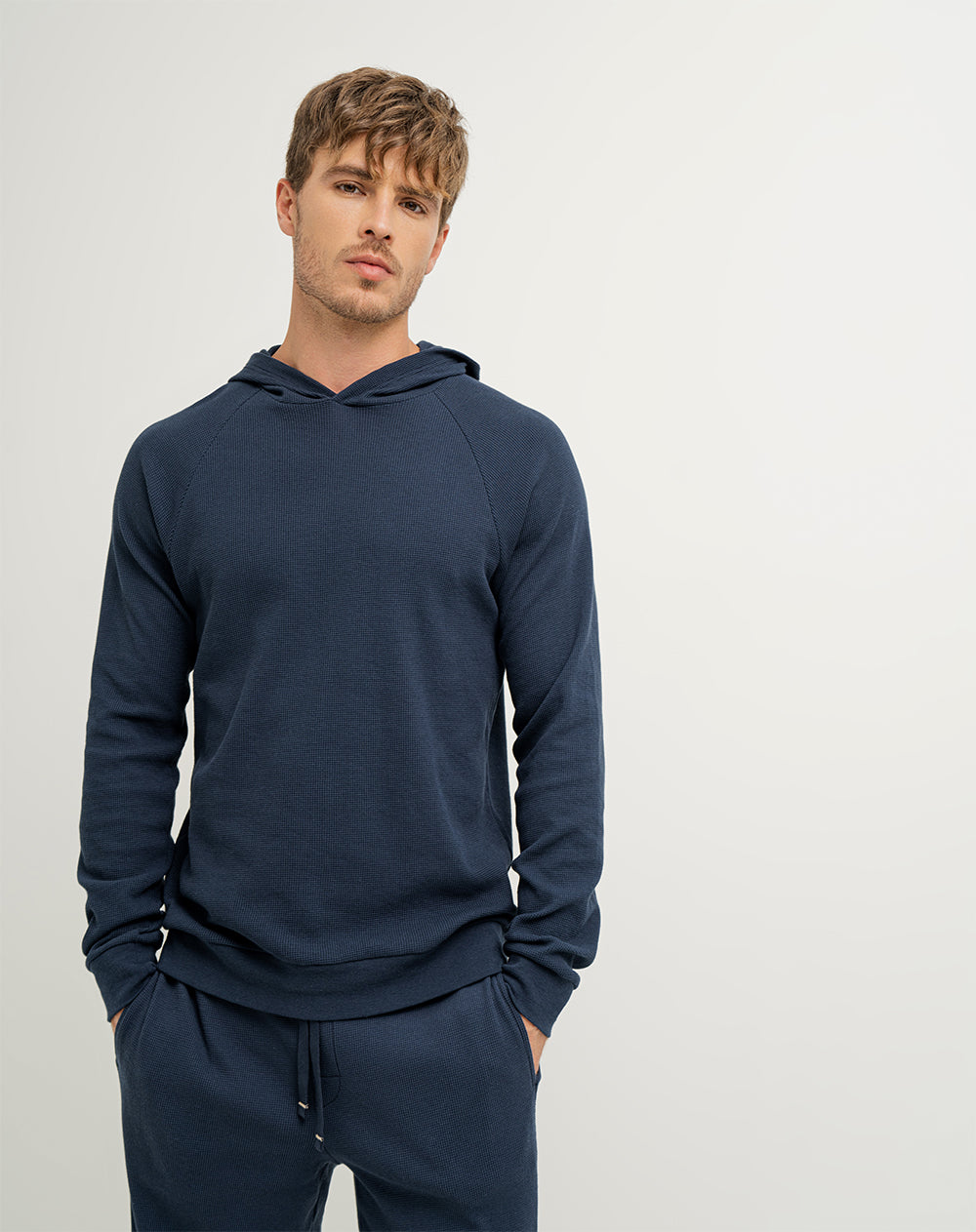 Buzo algodón con capucha azul oscuro para hombre