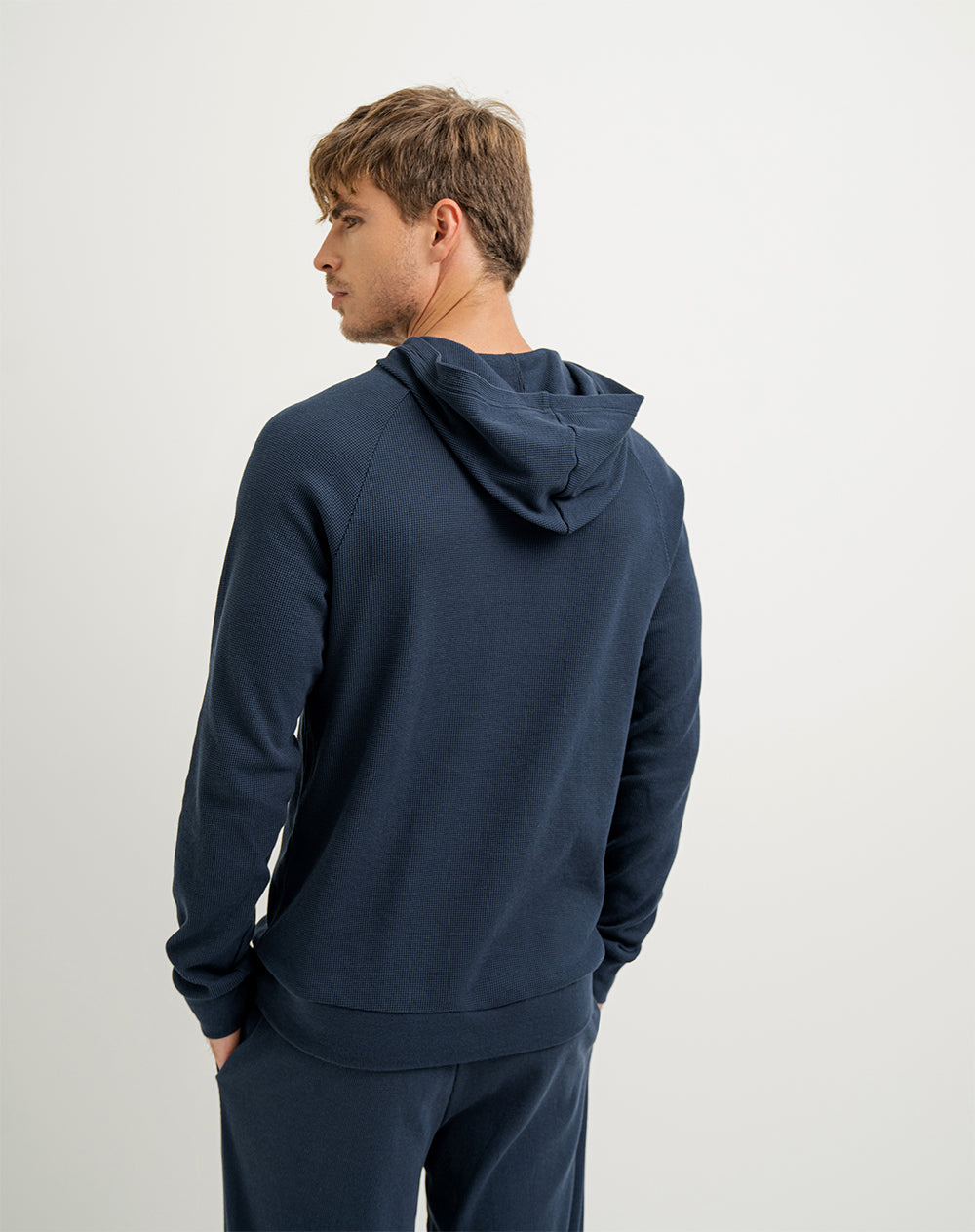 Buzo algodón con capucha azul oscuro para hombre