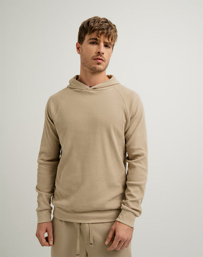 Buzo en algodón con capucha café para hombre