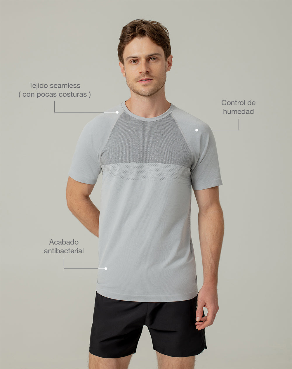 Camiseta deportiva control humedad gris hombre