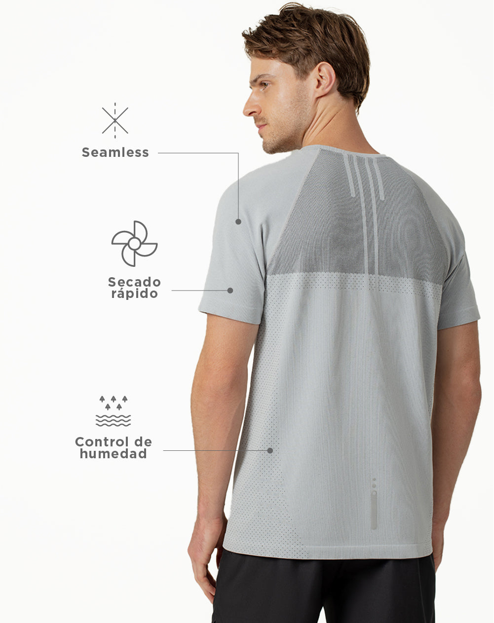 Camiseta deportiva  hombre control humedad gris