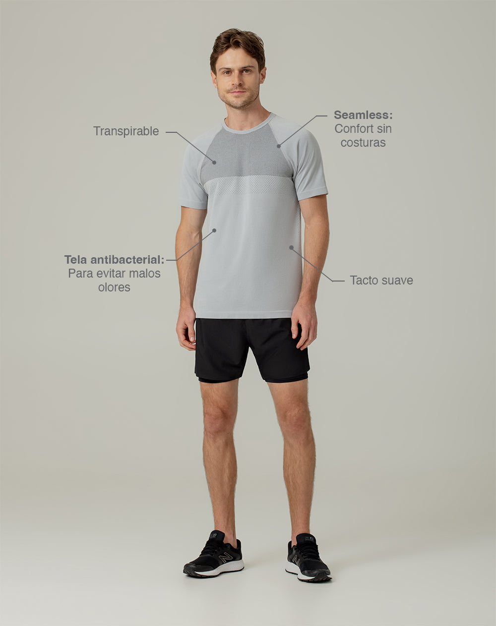 Camiseta deportiva  hombre control humedad gris