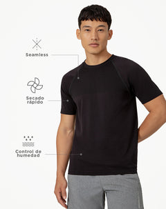 Camiseta deportiva  hombre control humedad negra