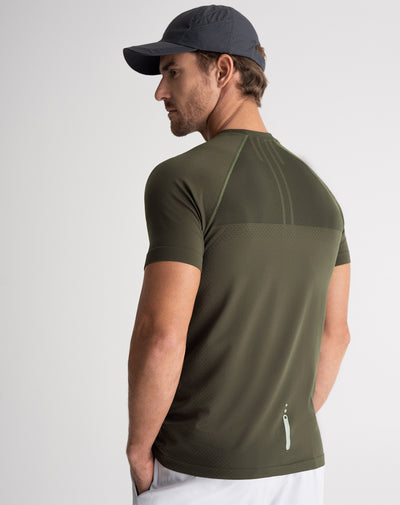 Camiseta deportiva control humedad verde hombre