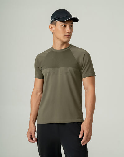 Camiseta deportiva  hombre antibacterial verde militar