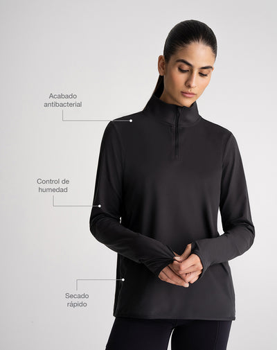 Camibuzo deportivo secado rápido negro mujer