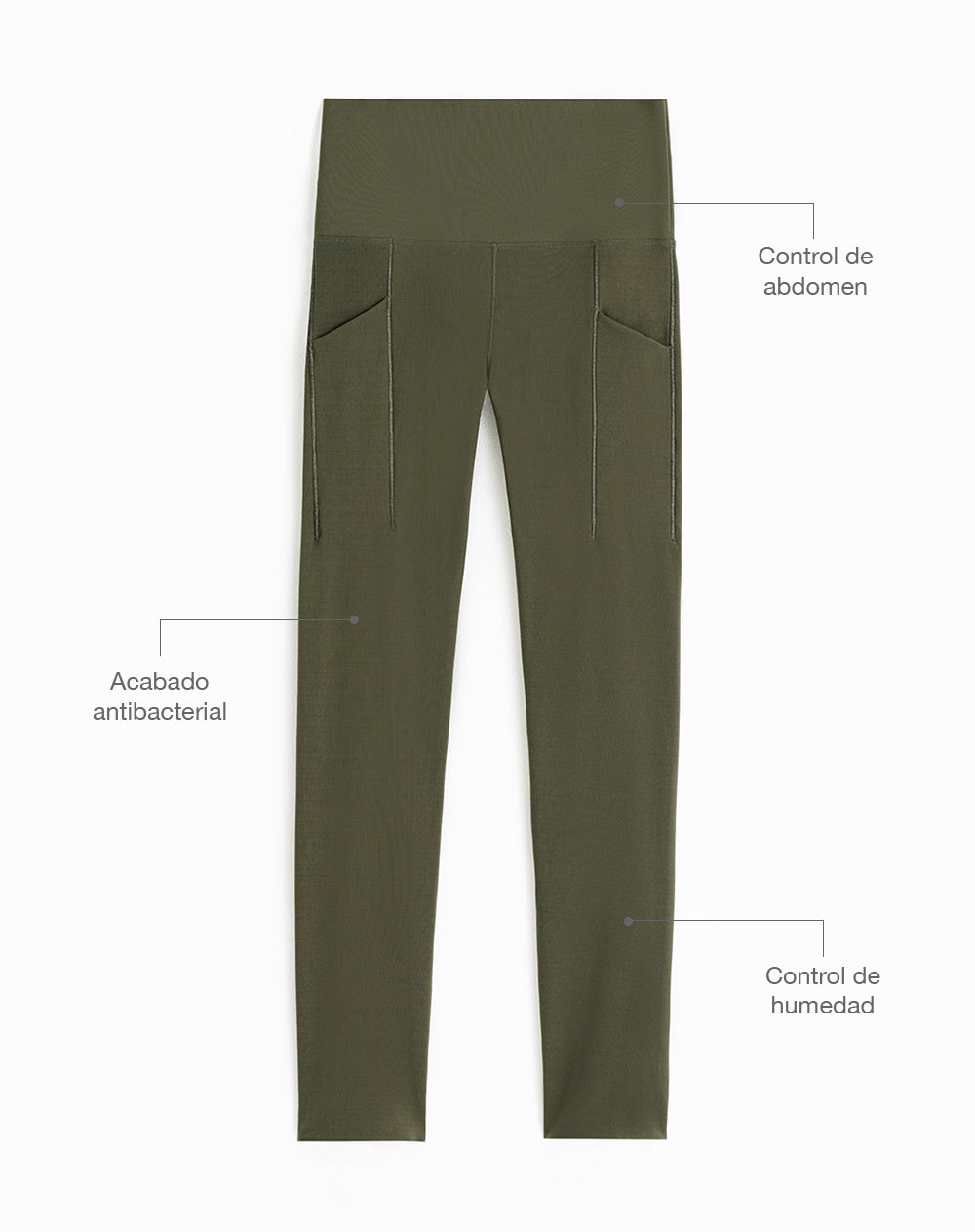 Legging deportivo control abdomen verde mujer