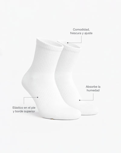 Medias deportivas hombre tobilleras algodón blancas
