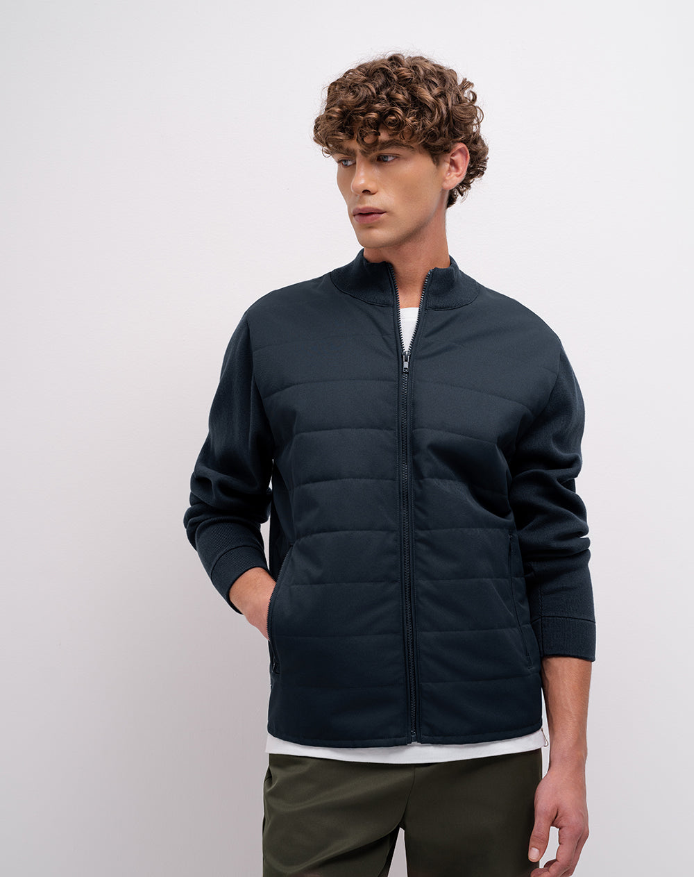 Chaqueta bomber regular azul hombre