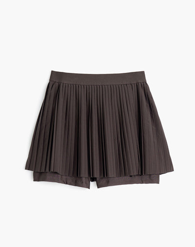 Falda corto tiro alto cafe